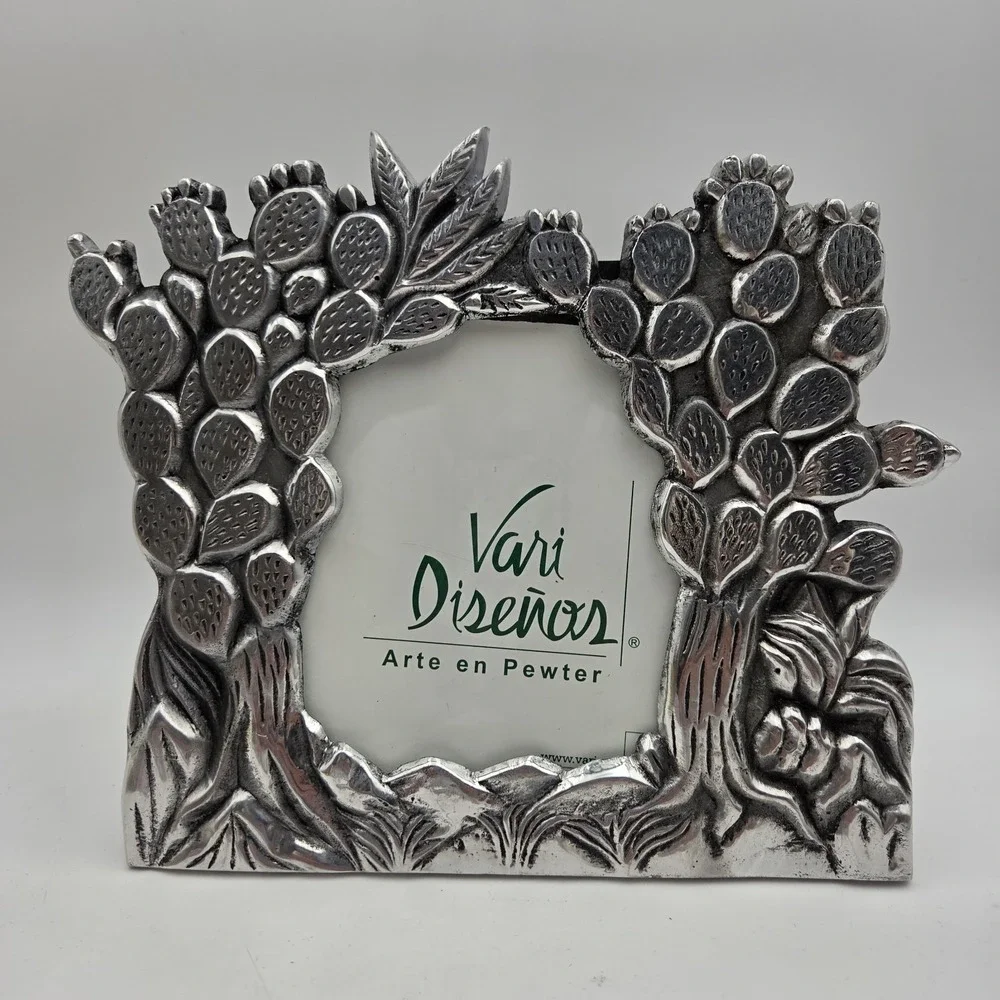 Vari Disenos Solid Mexican Pewter Picture Frame Prickly Pear Cactus 6